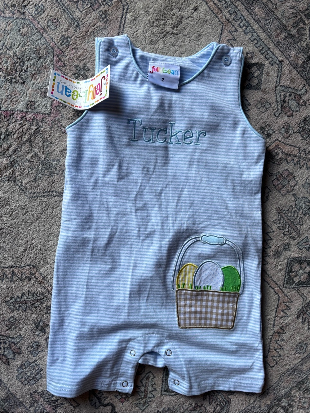 TUCKER embroidered Jellybean Easter Romper